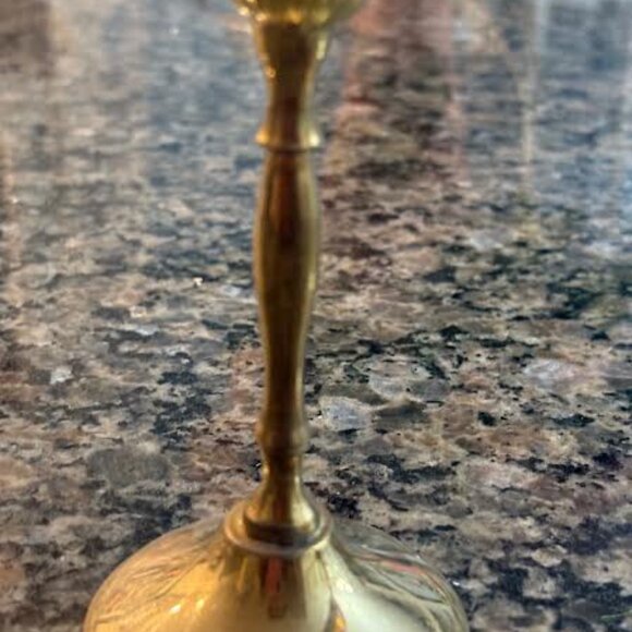 Set of 2 Vintage Brass Champagne Flutes, Metal Glassware Ribbed Gold Goblets - Picture 5 of 10